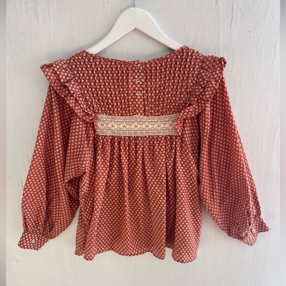 In Loom Women’s Floral Peasant Blouse Ruffles Lace Trim Cottagecore Size S EUC - Picture 3 of 4